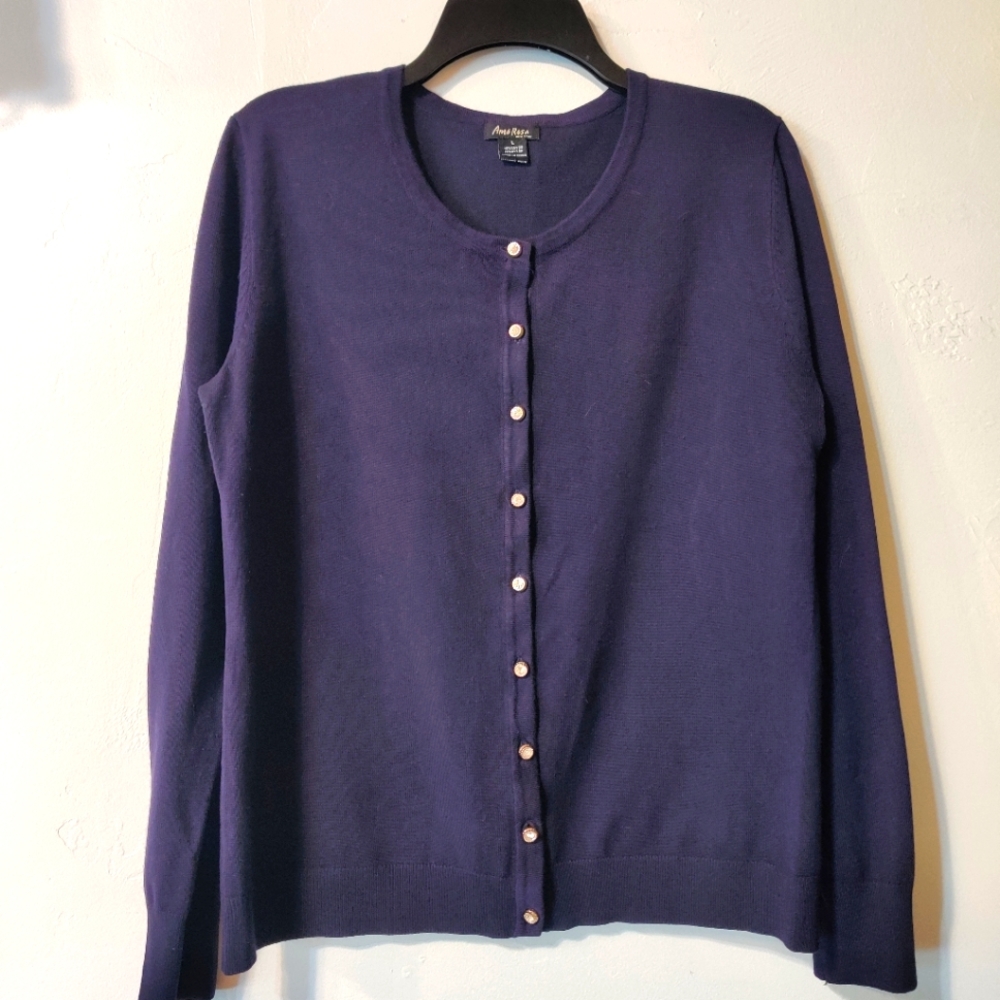Amo Rosa New York Cardigan Navy Decorative Buttons Size Large
